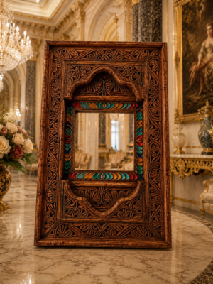 Carved Wooden Decorative Mirror Carved Wooden Decorative Mirror - Handcrafted Royal Designer Wall Mirror | Made in Pakistan