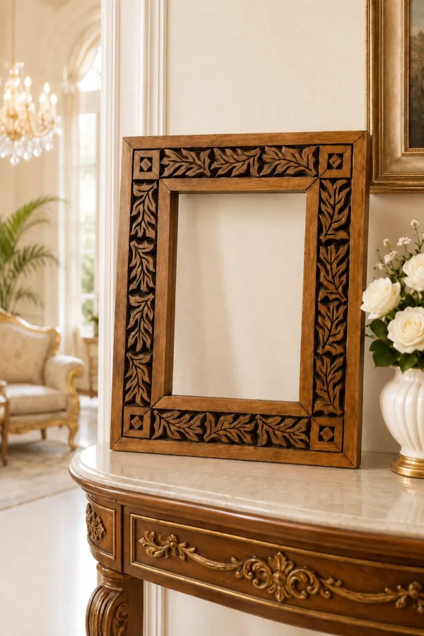 Hand Carved Wooden Photo Frame Pakistan Hand carved wooden photo frame for home décor