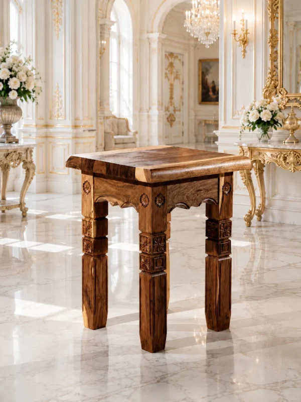 Hand carved wooden side table for home décor