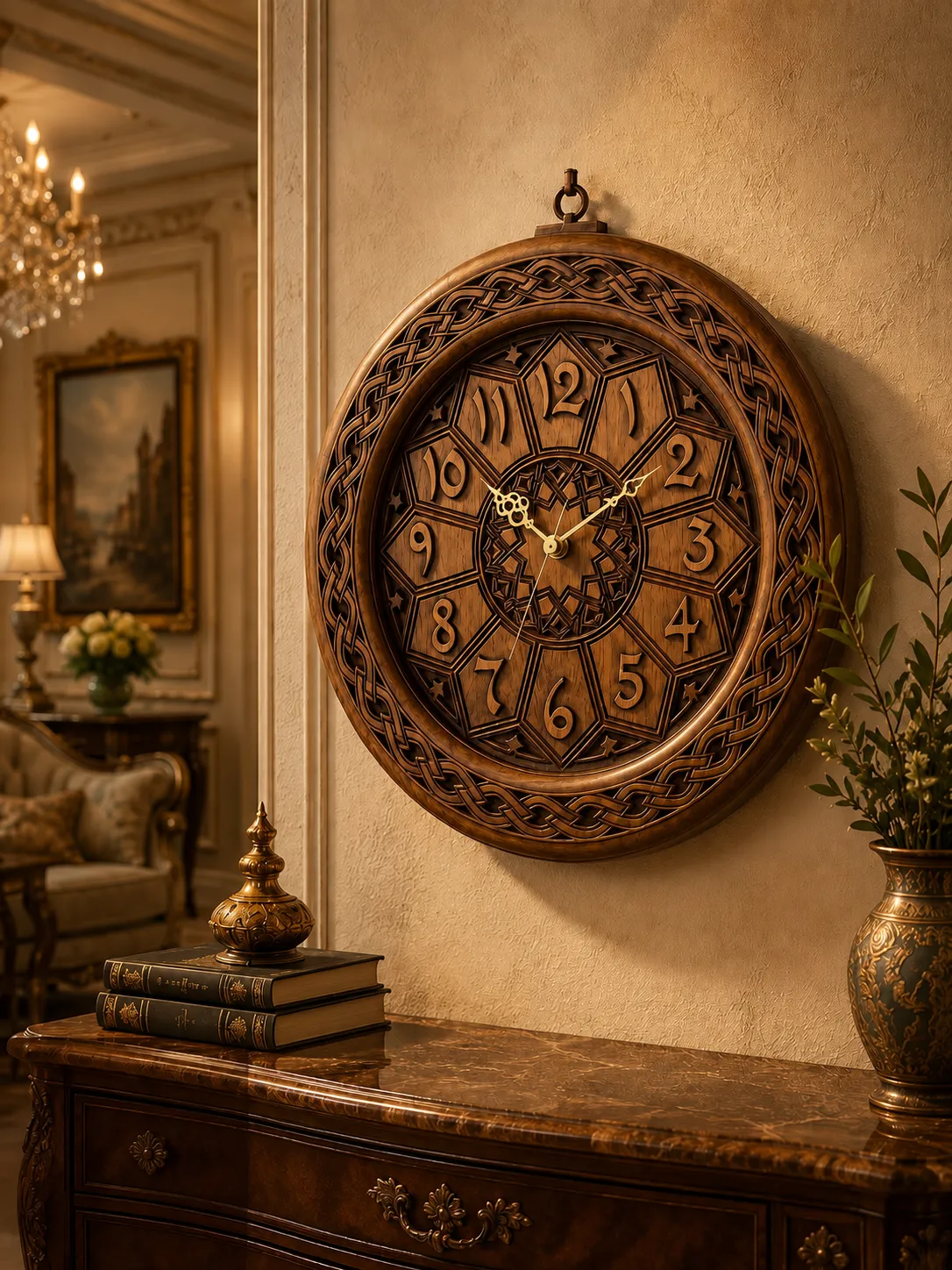 Hand Carved Wooden Wall Clock Pakistan