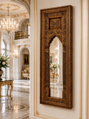 Handcrafted Ornate Wooden Wall Mirror with Traditional Carving Handcrafted Ornate Wooden Wall Mirror – Traditional Carved Mirror