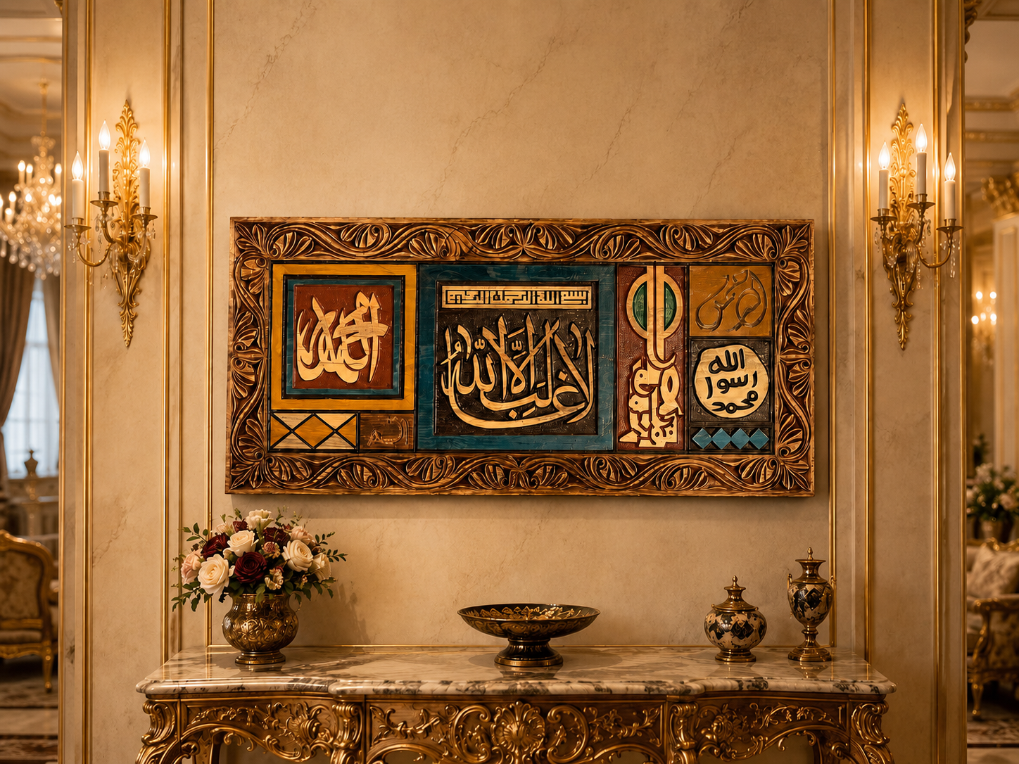 Heritage Islamic Calligraphy Carved Wall Panel