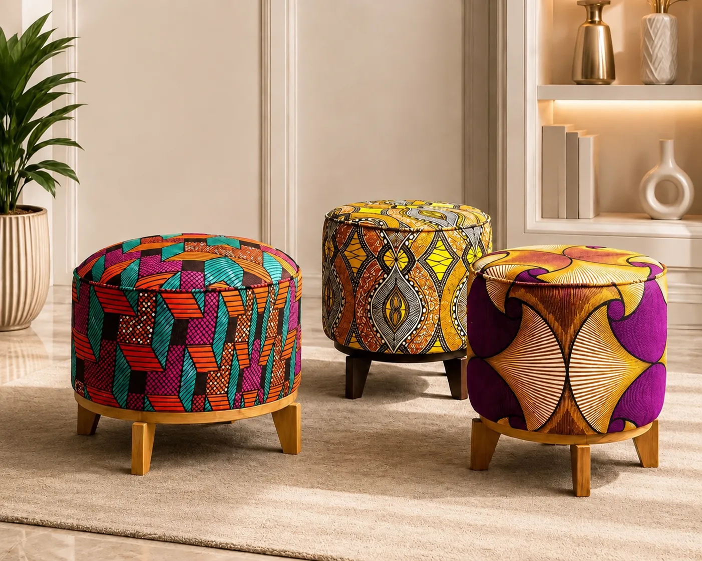 Printed Ottoman Stool Pakistan