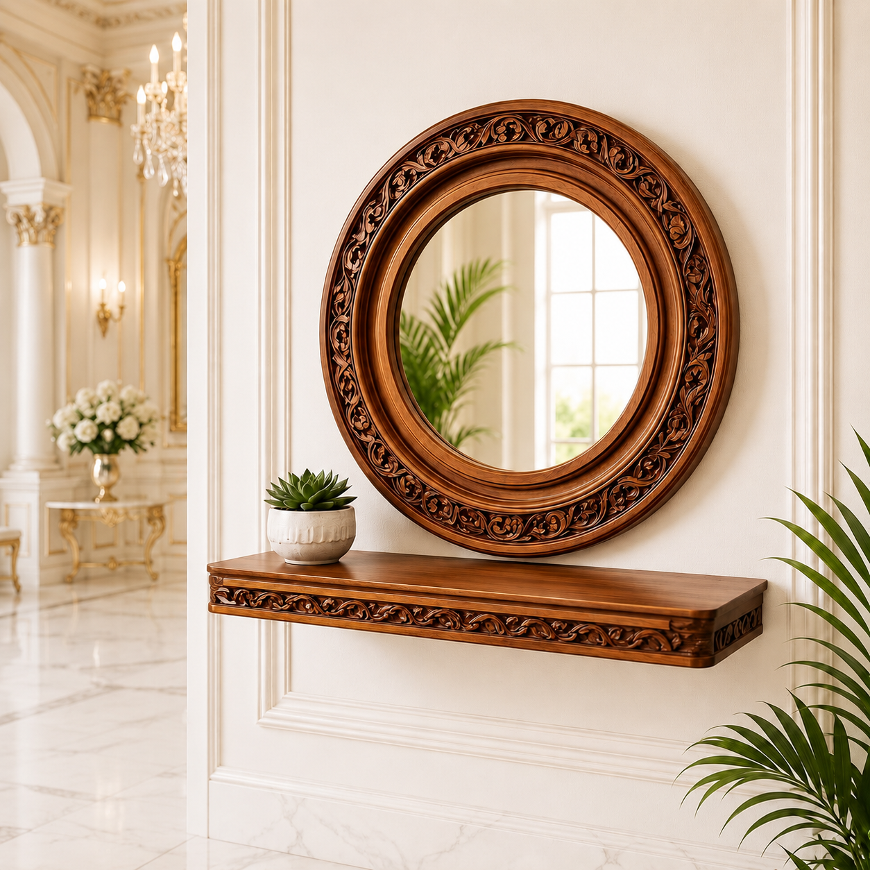 Royal Carved Mirror Console