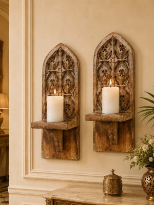 Rustic Wooden Candle Wall Sconce Rustic wooden candle wall sconce for home décor