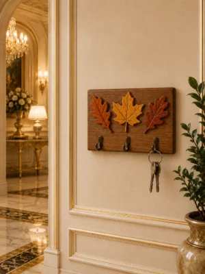 Wooden Leaf Wall Key Holder Wooden leaf wall key holder for entryway