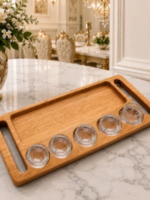 Wooden Serving Tray Pakistan Handcrafted wooden serving tray for tea and coffee