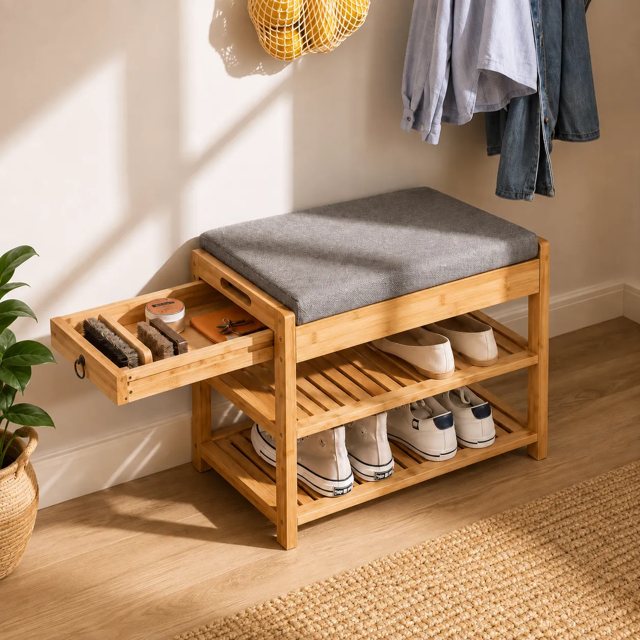 Wooden Shoe Rack Bench Pakistan