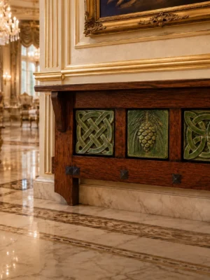 Wooden Wall Console with Ceramic Tiles Wooden wall console with ceramic tiles for home décor