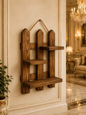 Wooden Wall Shelf with Hooks Pakistan Wooden Wall Shelf with Hooks SEO title: Wooden Wall Shelf with Hooks | Rounaq Art Meta description: Shop the Wooden Wall Shelf with Hooks by Rounaq Art. A practical wall organizer for keys, accessories and décor in entryways, kitchens, hallways and more. URL slug: wooden-wall-shelf-with-hooks Focus keyphrase: Wooden Wall Shelf with Hooks Secondary keywords: Wooden wall shelf with hooks Wall shelf with hooks Wooden wall organizer Entryway wall shelf Wooden key shelf Decorative wall shelf Image SEO Image file name: wooden-wall-shelf-with-hooks.jpg Image title: Wooden Wall Shelf with Hooks Image alt text: Wooden wall shelf with hooks for entryway storage Image caption: Wooden Wall Shelf with Hooks by Rounaq Art Image description: Wooden Wall Shelf with Hooks by Rounaq Art, a handcrafted wall organizer with shelf space and hooks for keys, accessories, décor and everyday essentials. Product features Handcrafted Wooden Design Shelf with Hanging Hooks Practical Wall Storage Suitable for Entryways Ideal for Hallways & Kitchens Useful for Keys & Accessories Rounaq Art Craftsmanship Category: Wall Shelves & Organizers / Wall Décor Tags: Wall Shelves, Wooden Shelves, Key Holders, Wall Organizers, Home Décor, Wall Décor, Handcrafted Products, Storage Furniture, Made in Pakistan Product description Keep everyday essentials organized while adding wooden detail to your wall with the Wooden Wall Shelf with Hooks by Rounaq Art. Designed with shelf space and hooks, this wall organizer gives you room to display small decorative items while keeping frequently used belongings within easy reach. Place it near the entrance for keys, sunglasses, wallets, or small accessories, or use it in another part of the home where compact wall storage is useful. The shelf provides space for candles, small plants, framed photographs, ornaments, or other décor, while the hooks below can hold keys, bags, scarves, or lightweight accessories. This combination makes the piece useful in areas where both display and hanging storage are needed. Use it in the kitchen for mugs or small utensils, in a hallway for everyday essentials, or in a bedroom for accessories. It can also work in offices, guest rooms, cafés, reception areas, and other spaces where a small wall organizer can keep items within reach. The wooden design pairs well with other wooden furniture and suits traditional, rustic, and contemporary interiors. Its compact wall-mounted format also keeps the surrounding floor and furniture surfaces clear. The Wooden Wall Shelf with Hooks makes a useful choice for entryway organization and everyday home storage. It can also make a practical housewarming, wedding, or home décor gift. Wooden wall shelf with hooks for entryway storage