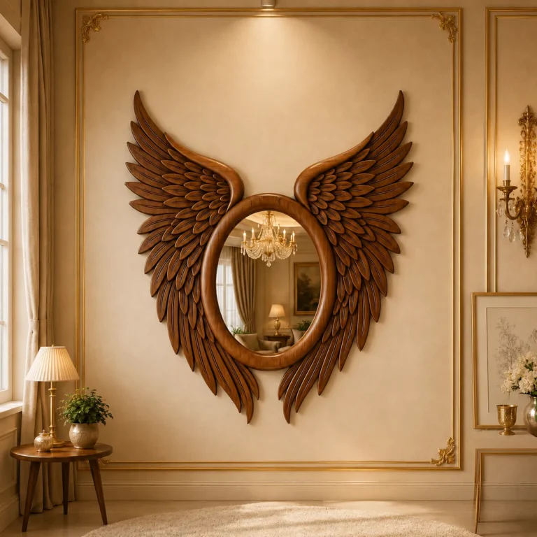 Wooden wing mirror for home décor