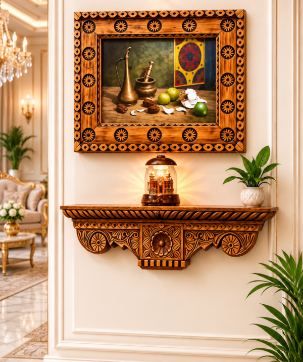 carved-wood-wall-shelf-decor Wooden Wall Shelf Pakistan | Carved Floating Shelf | Rounaq Art
