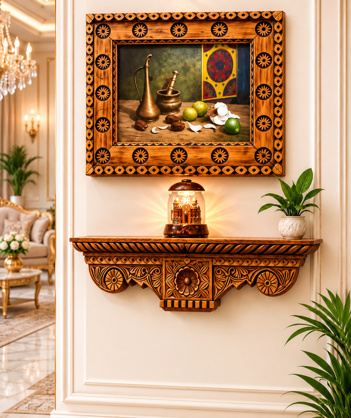 Carved Wood Wall Shelf Decor