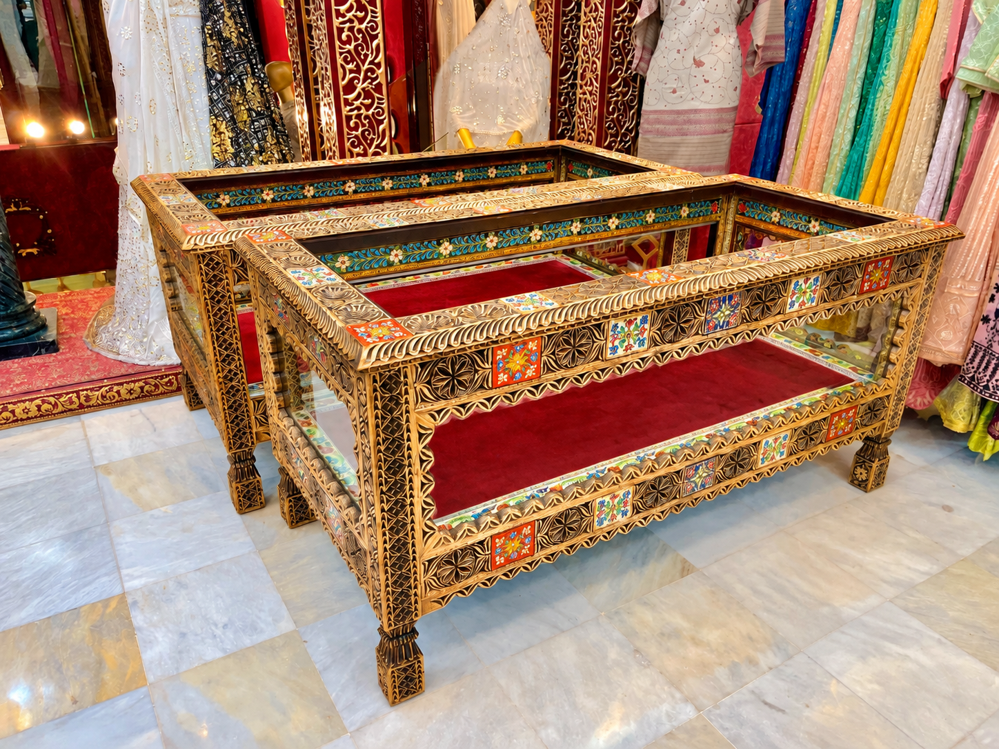 Carved Wooden Display Cabinet
