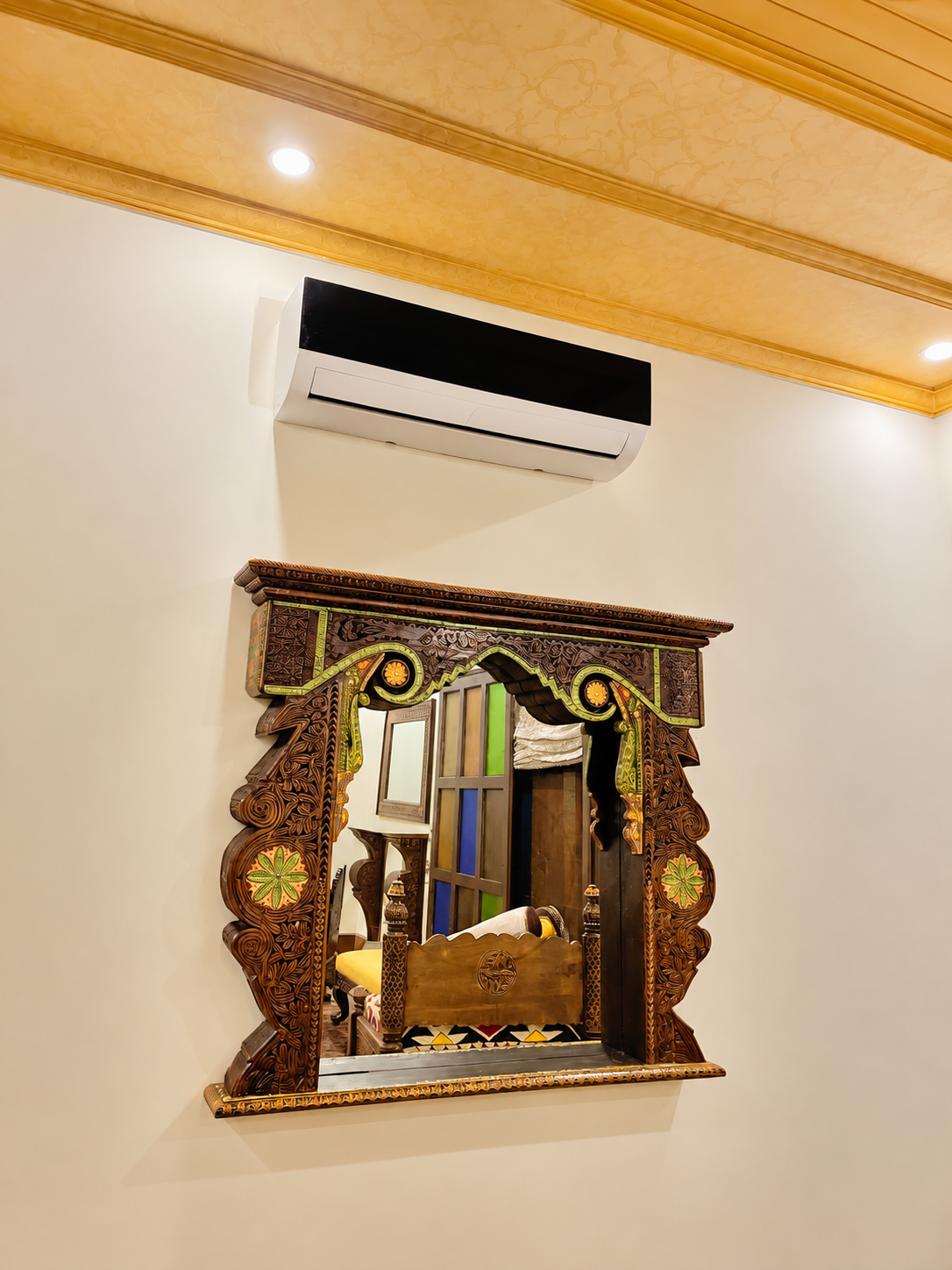 Carved Wooden Mirror Design