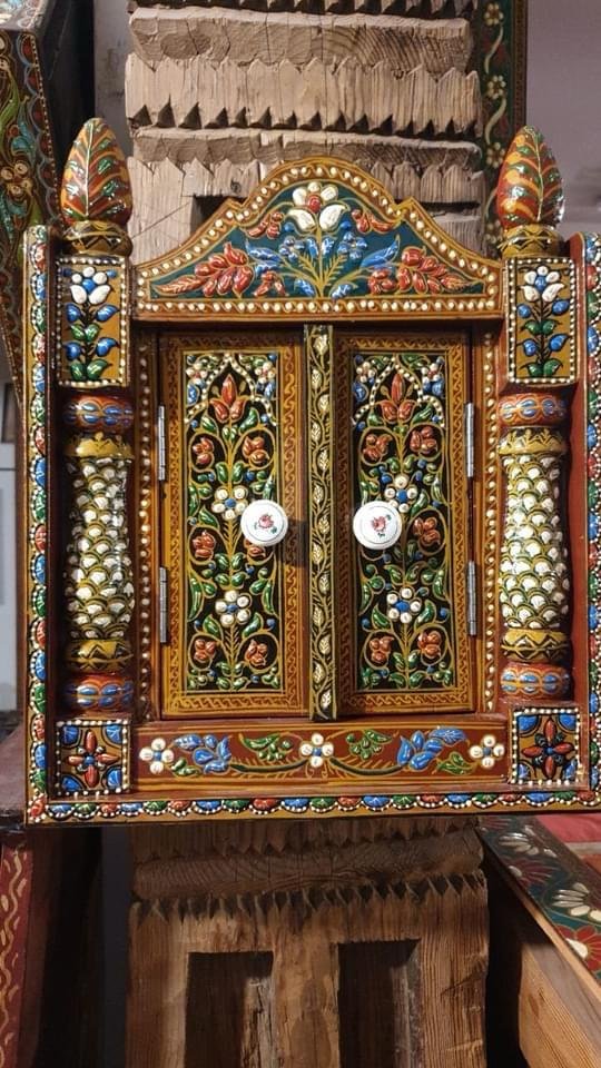 Handcrafted Painted Wood Cabinet 2
