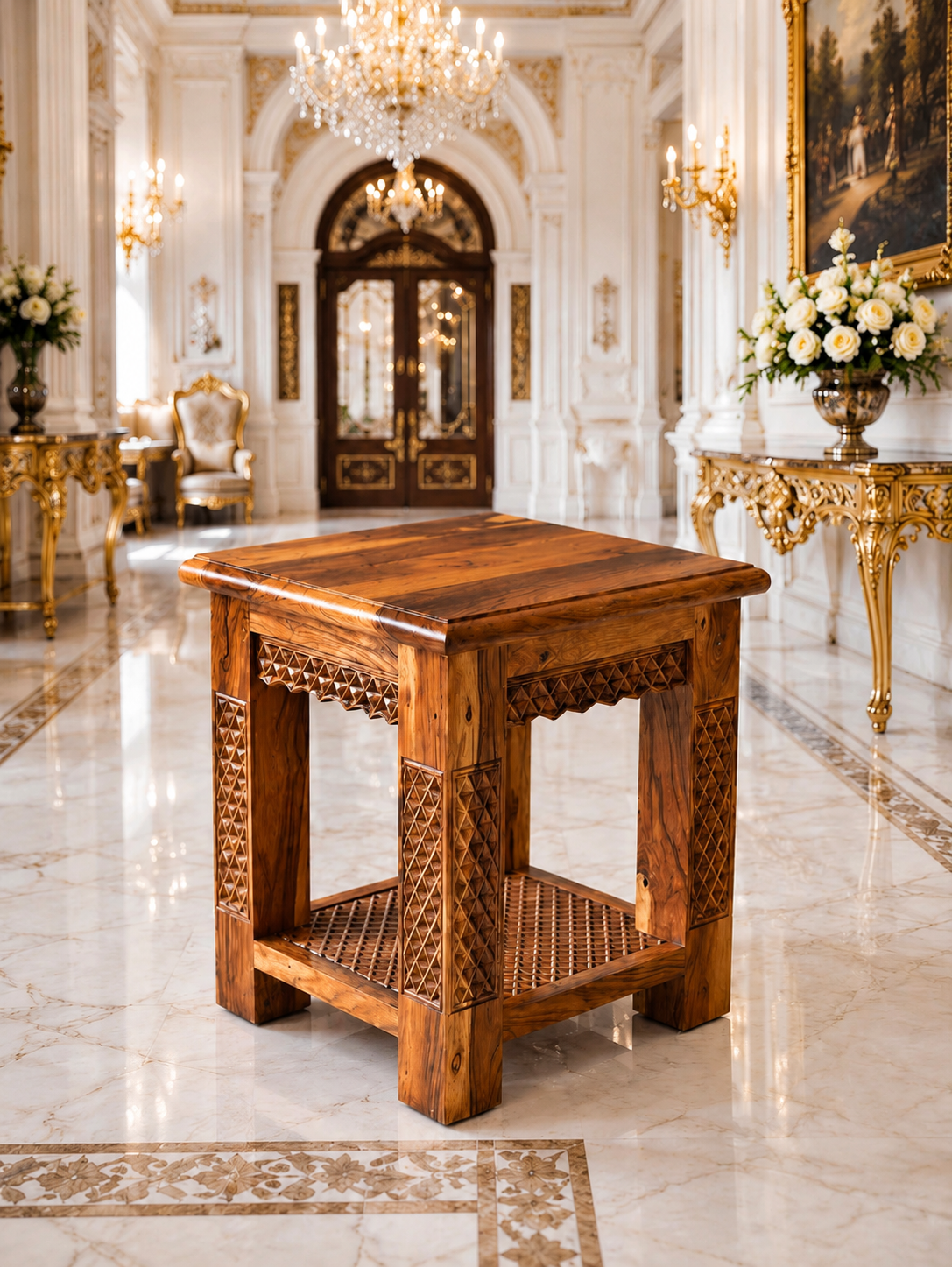 Handcrafted Wooden Side Table