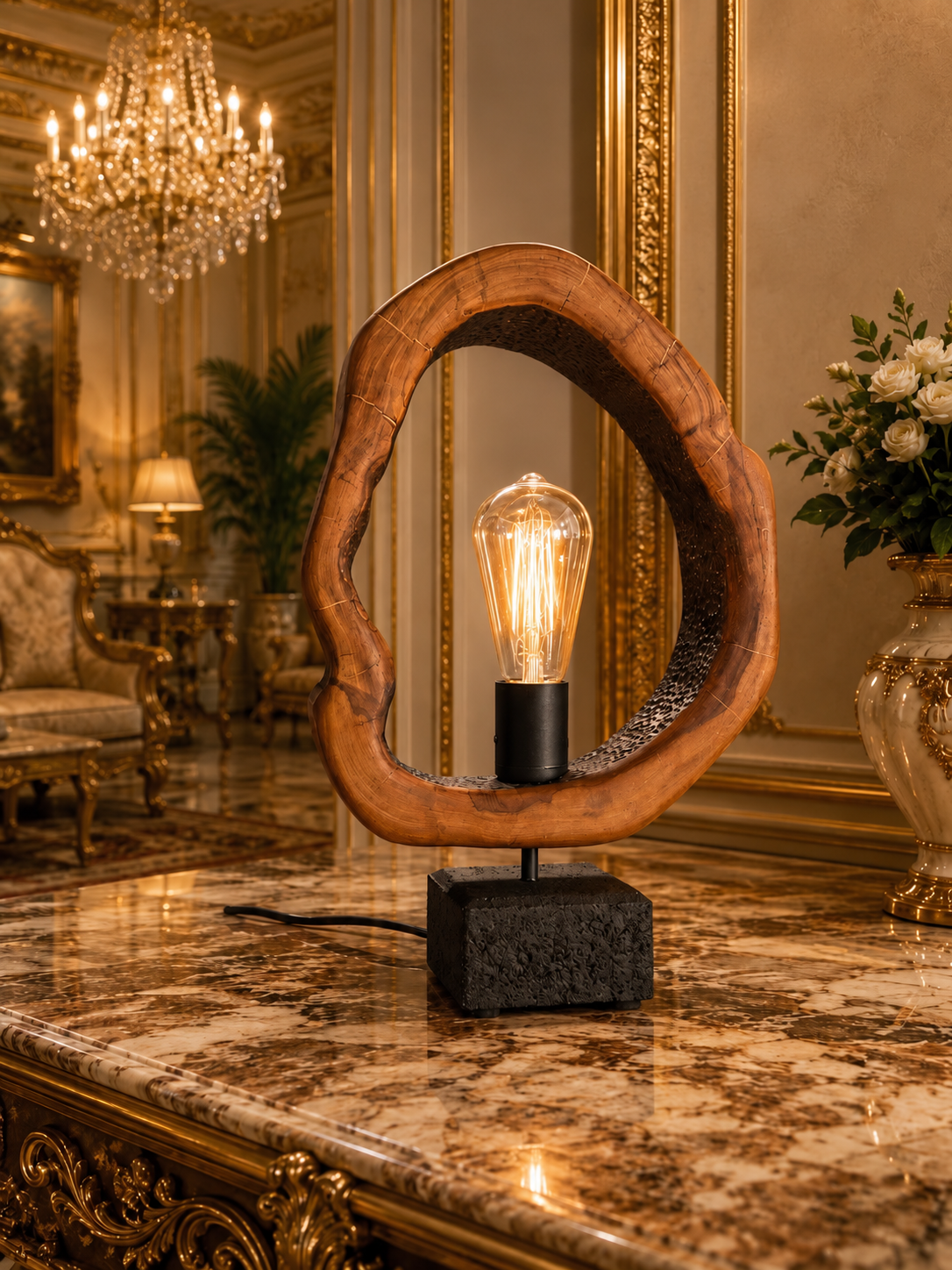 Handcrafted Wooden Table Lamp