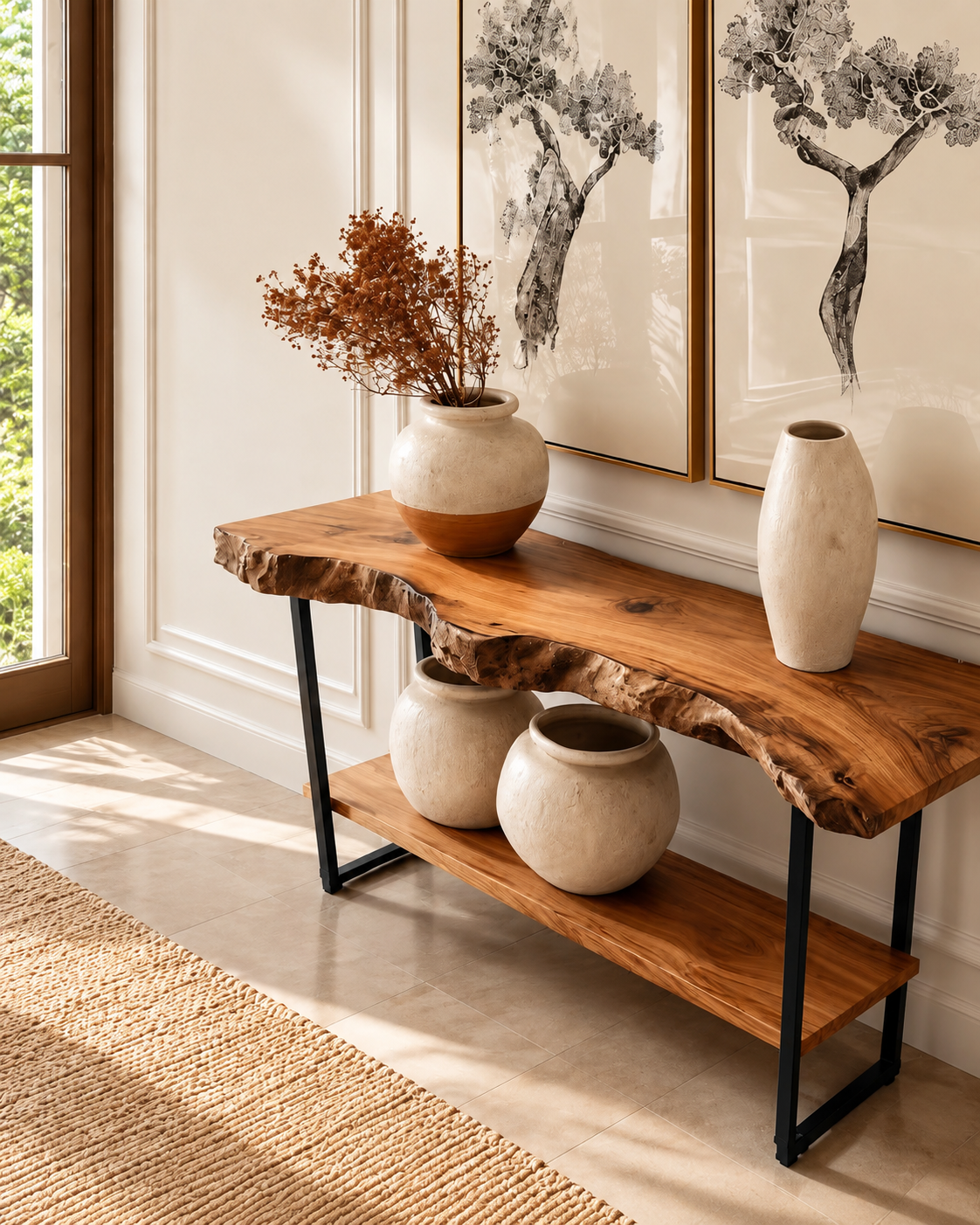 Live Edge Wood Console Table