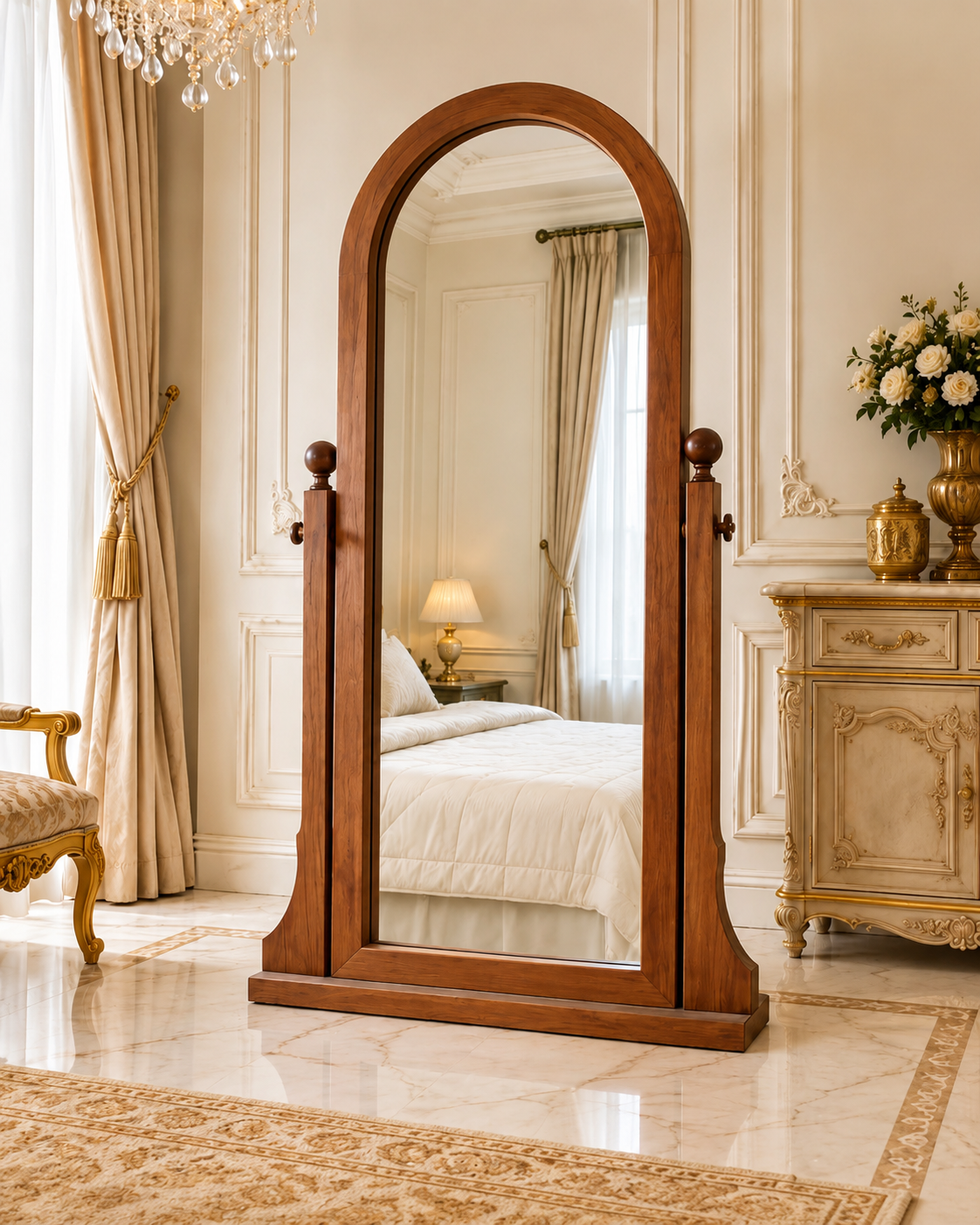 Luxury Wooden Arched Mirror