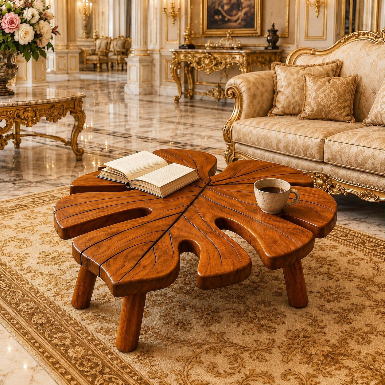 Luxury Wooden Leaf Coffee Table