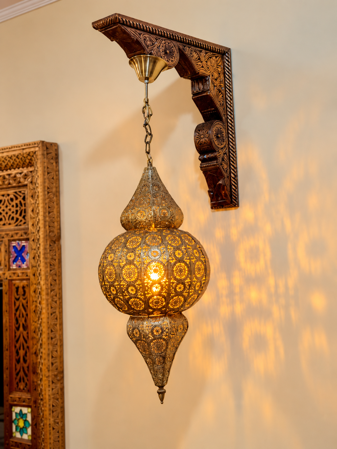 Moroccan Brass Lantern Wall Light