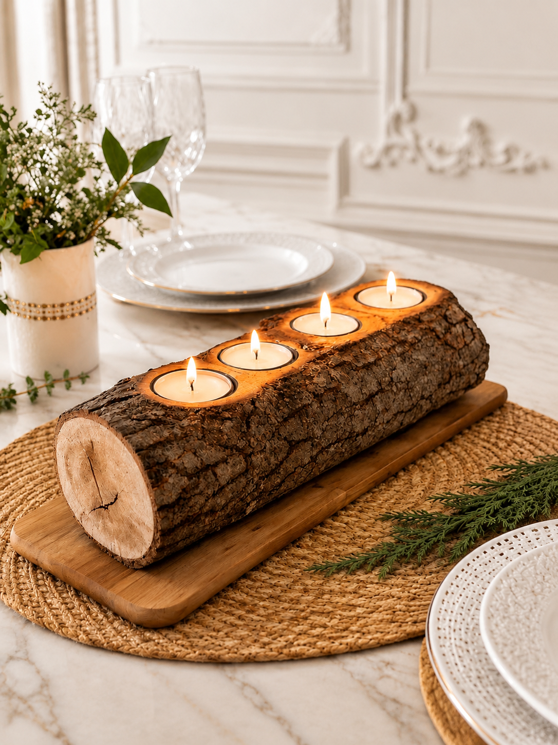 Rustic Wood Candle Holder