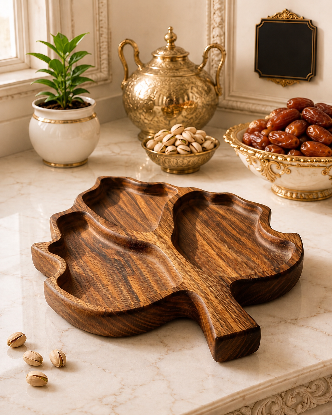 Wooden Leaf Serving Tray